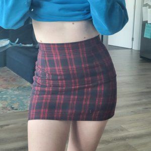 Black and Red Plaid Mini Skirt